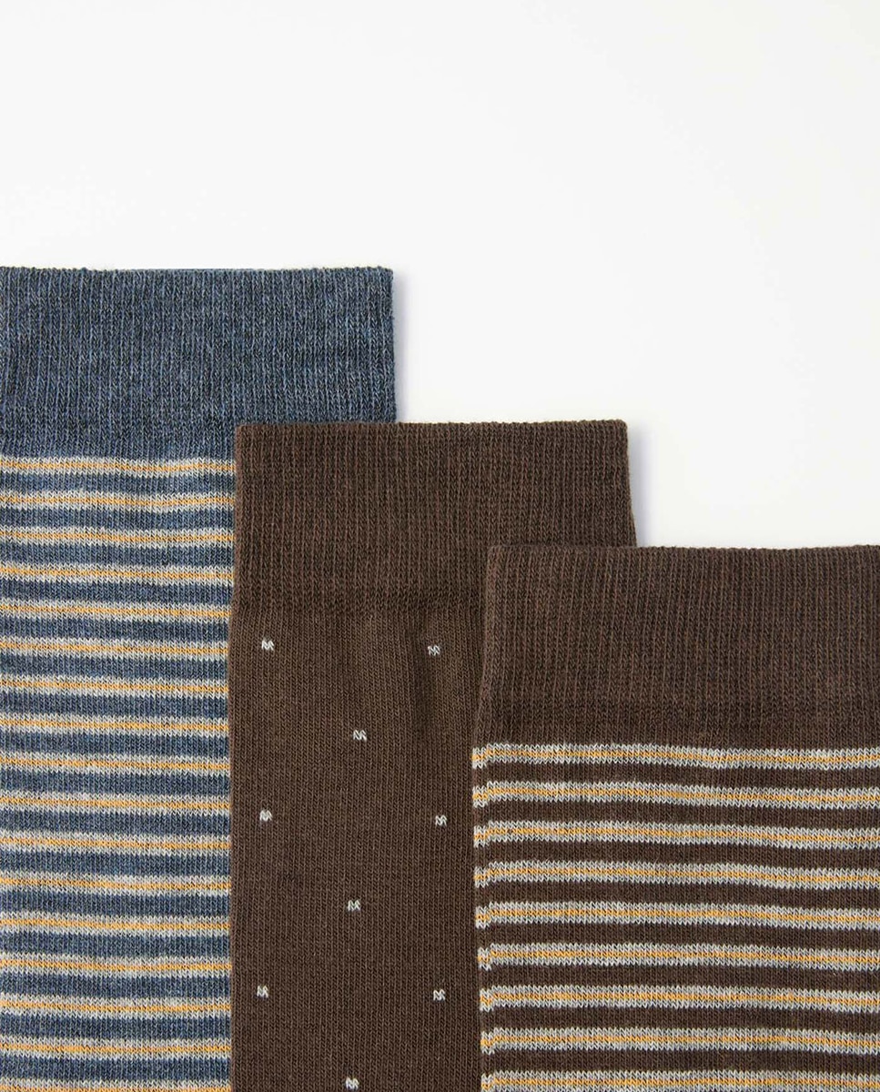 Pack 3 Pares de Meias com Risca e Bolinhas Multicolor-2