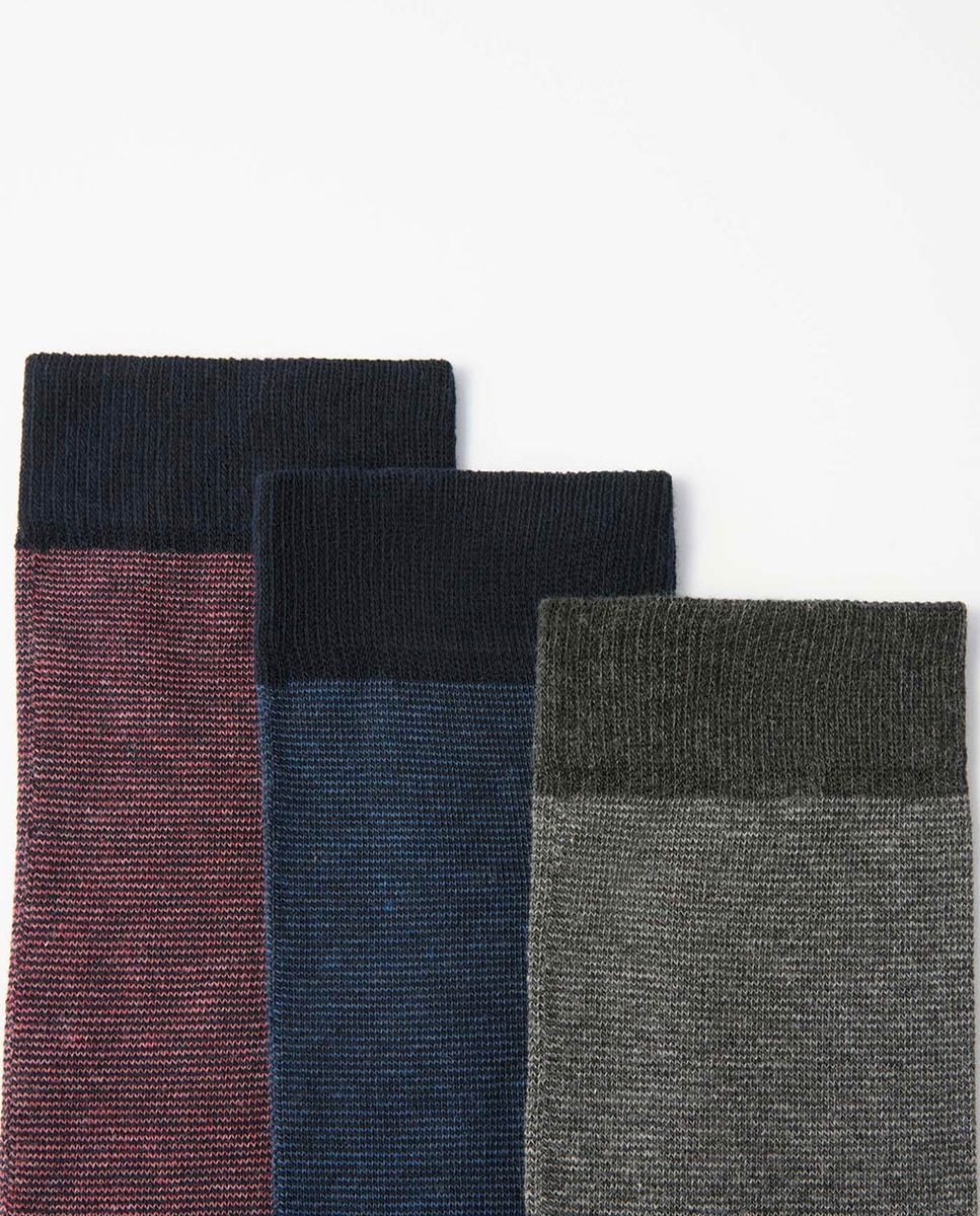 Pack de 3 Pares de Meias às Riscas Multicolor-2