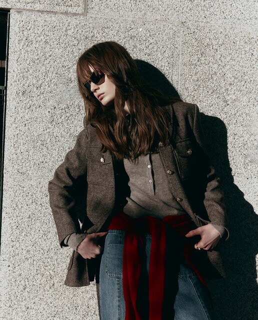 Imagem 0 de Casaco Safari com Padrão Espinha de Peixe