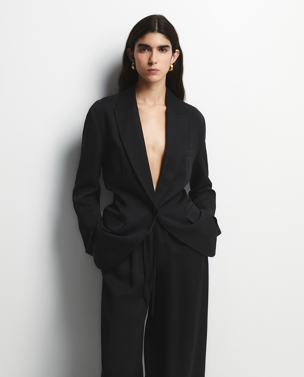 Casaco Franzido nas Costas Preto-3