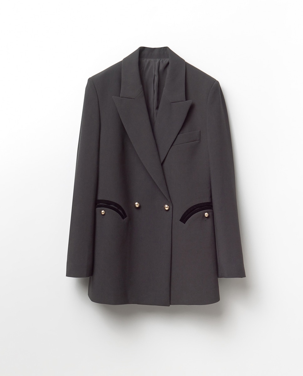 Blazer com Vivos de Veludo Preto-8