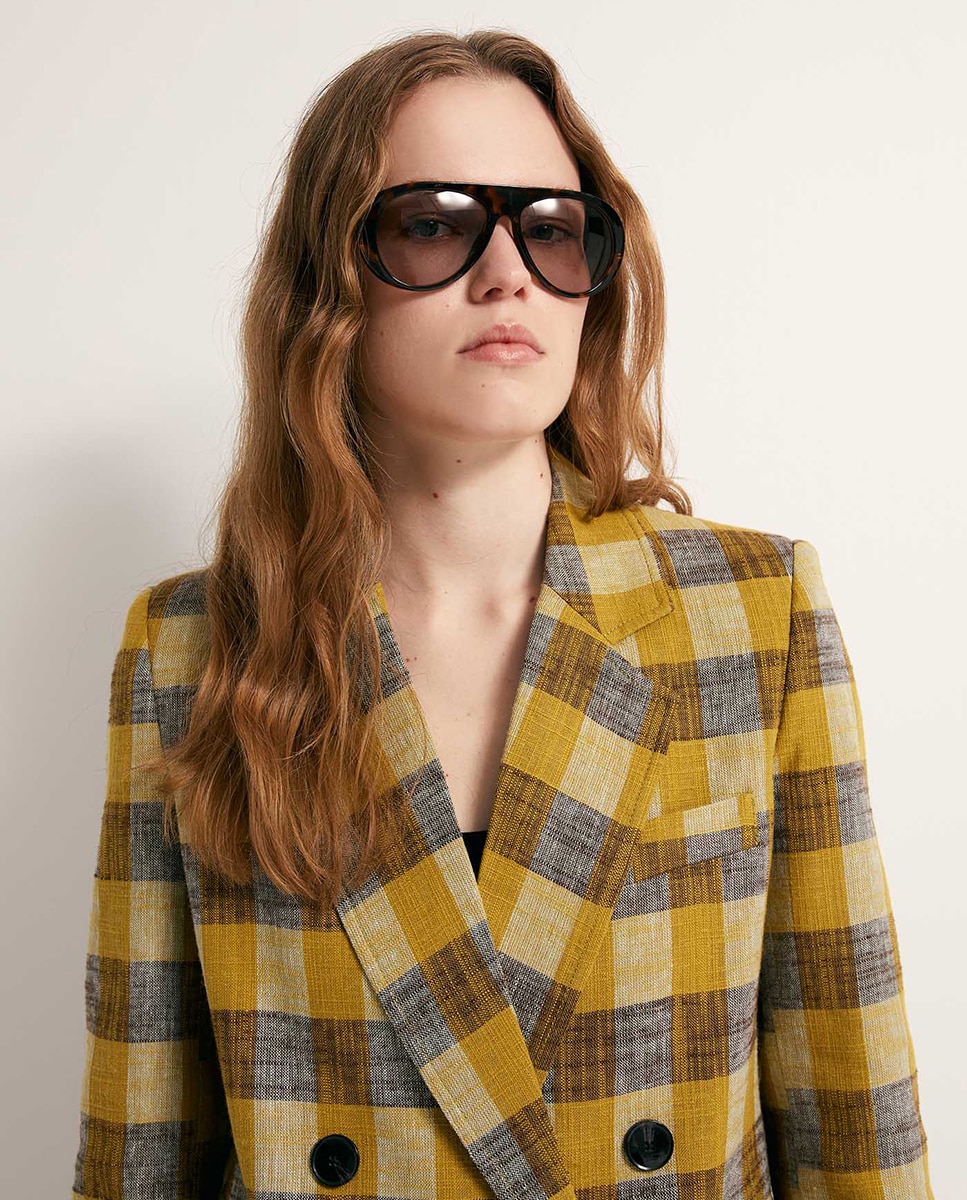 Blazer aos Quadrados Amarelo-3