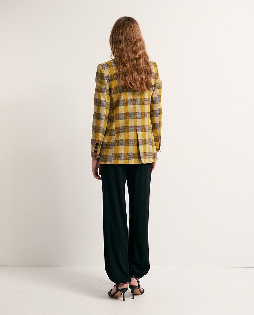Blazer aos Quadrados Amarelo-5
