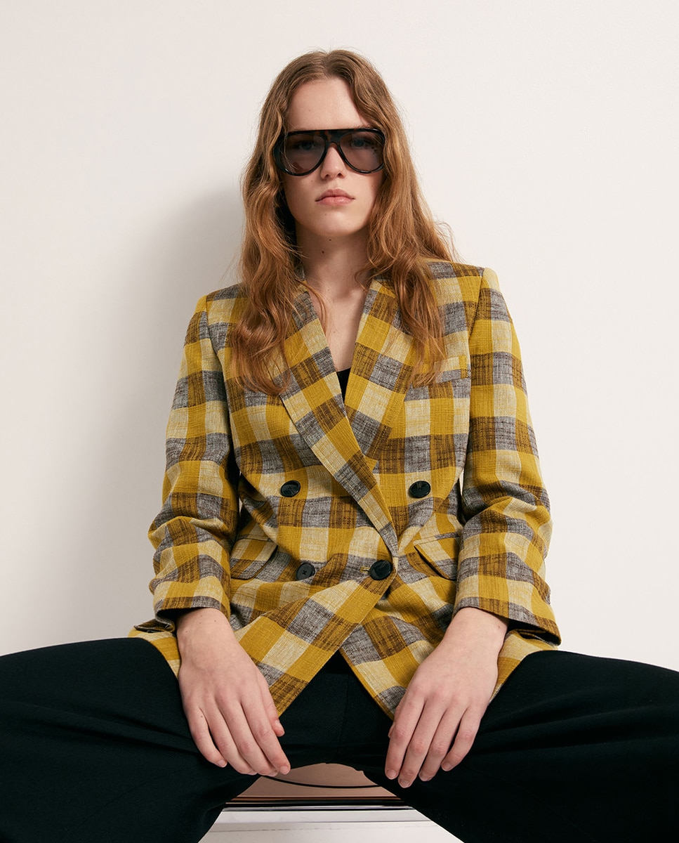 Blazer aos Quadrados Amarelo-6