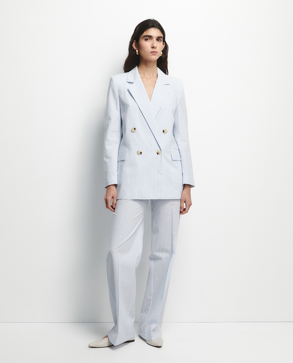 Sfera - Blazer rayas seersucker.