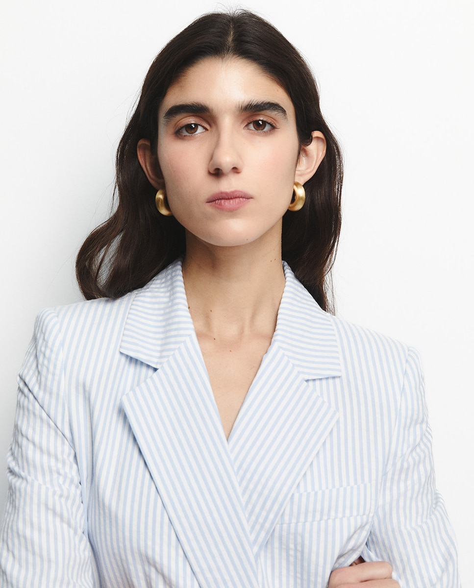 Blazer às Riscas Seersucker Azul-claro-3