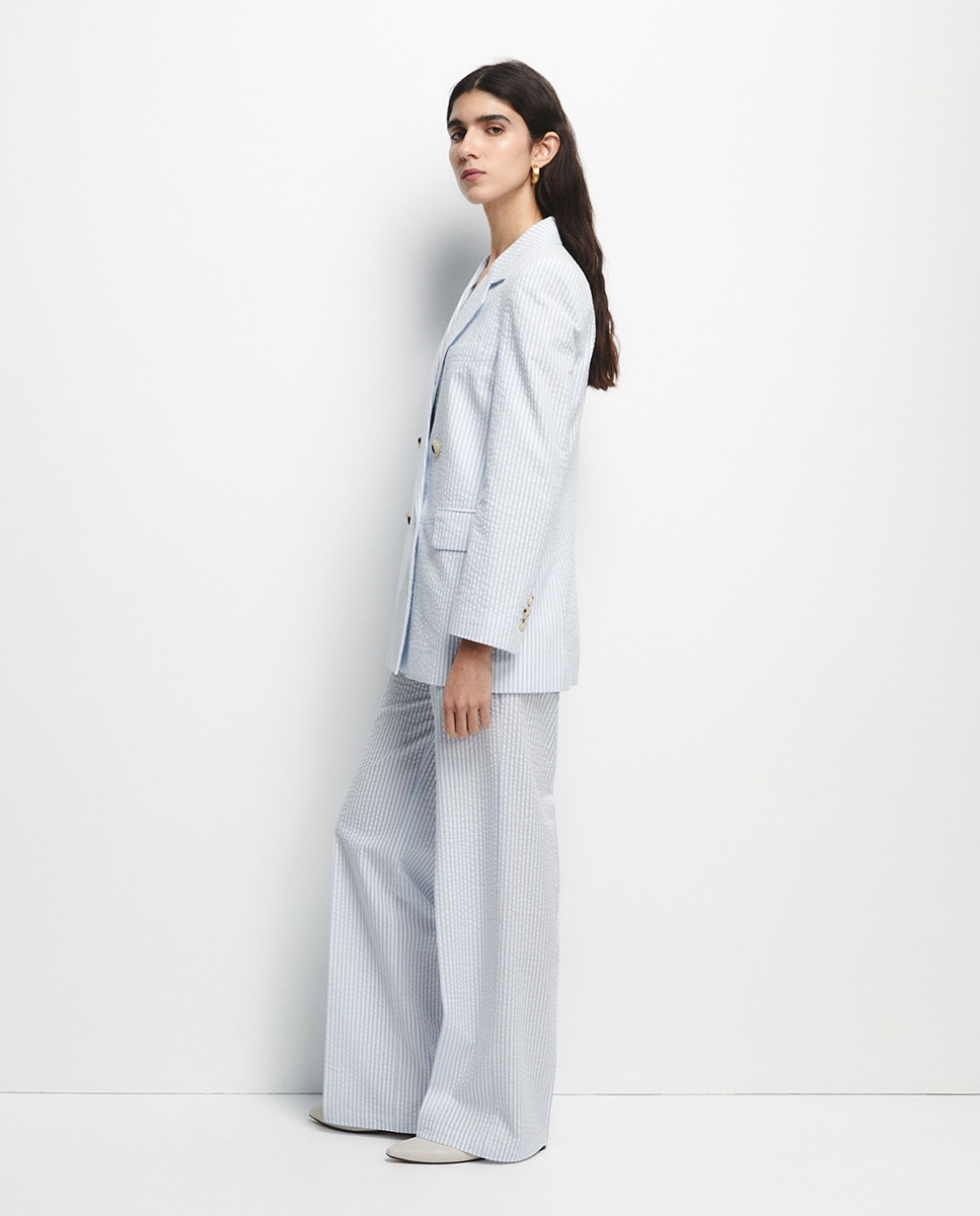 Blazer às Riscas Seersucker Azul-claro-4