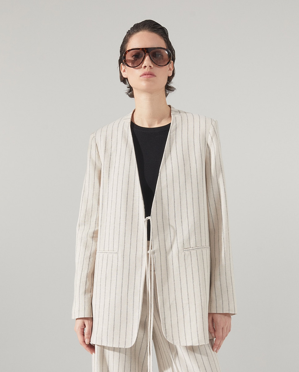 Blazer de Fato com Laços Cru-2