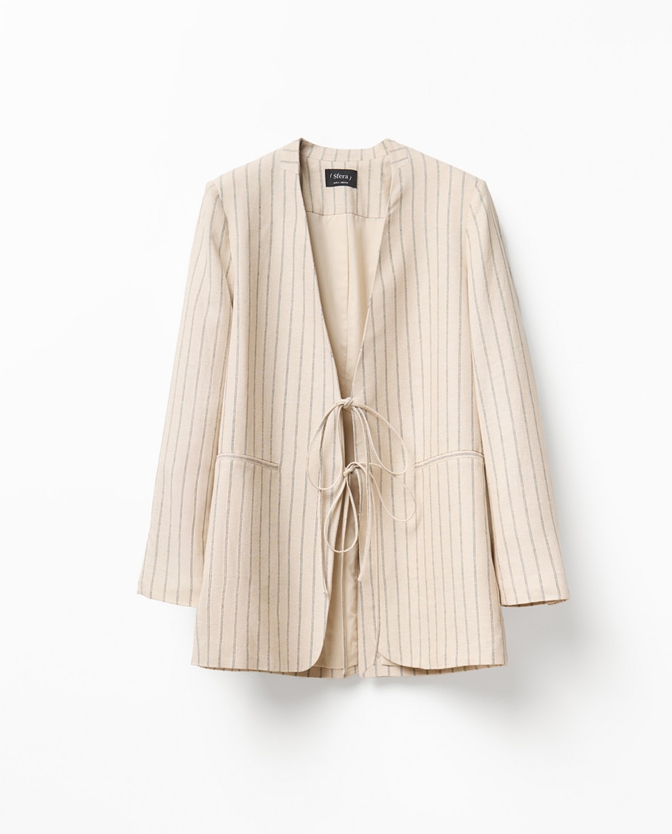 Blazer de Fato com Laços Cru-6