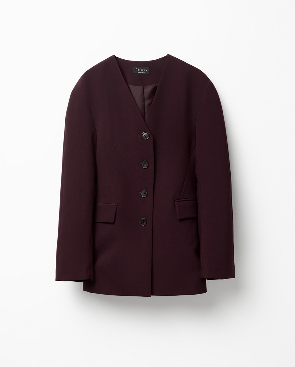 Blazer Cintado sem Lapela 291 Beringela-6
