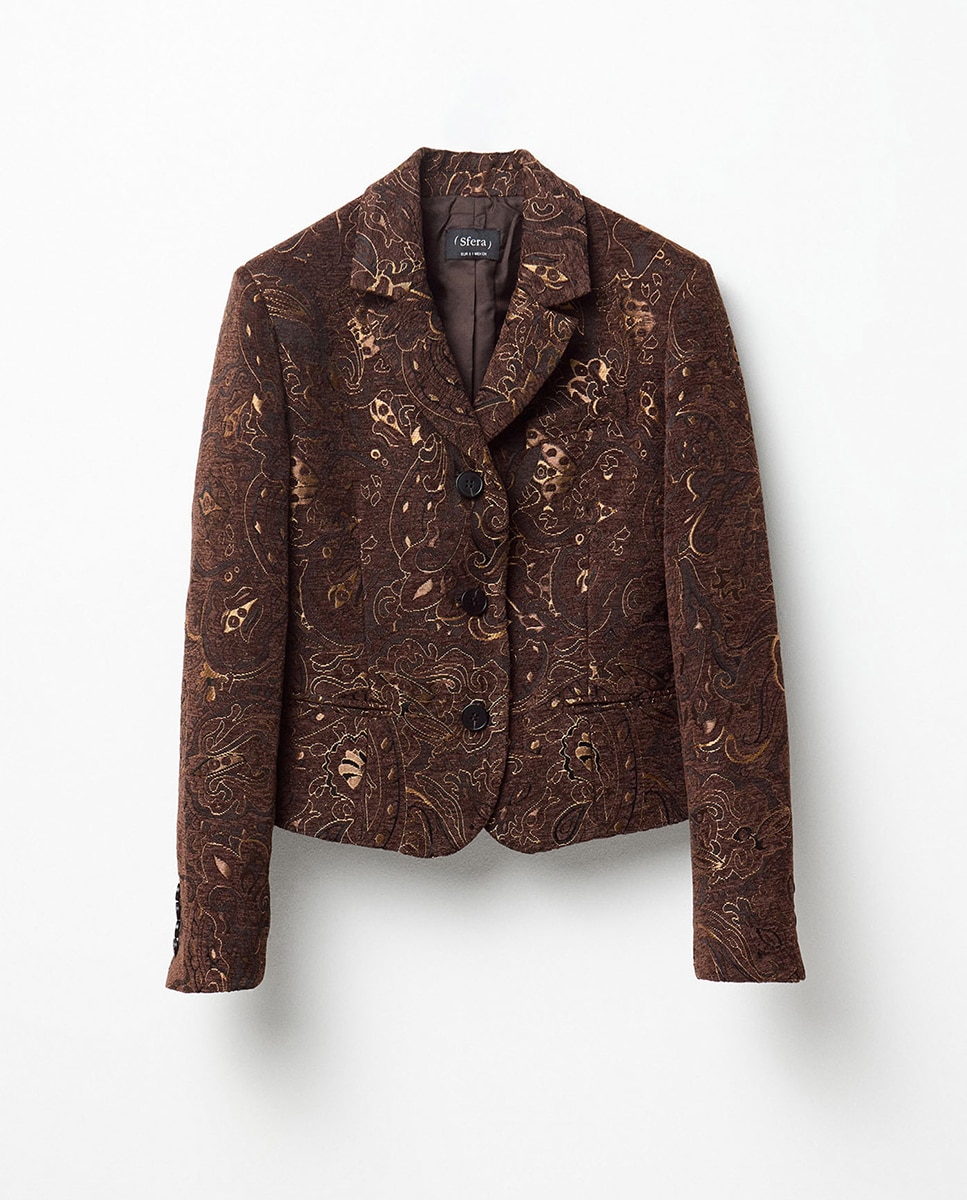 Casaco Jacquard Castanho-6