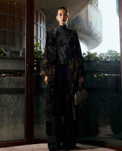 Imagen 0 de Kimono flocado flecos