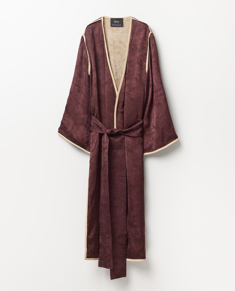 Kimono de Jacquard Ameixa-4