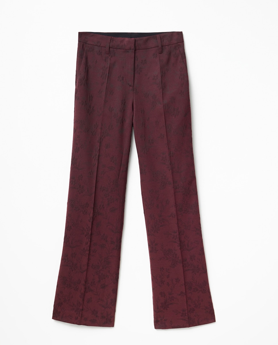 Calças de Fato com Jacquard 291 Beringela-5