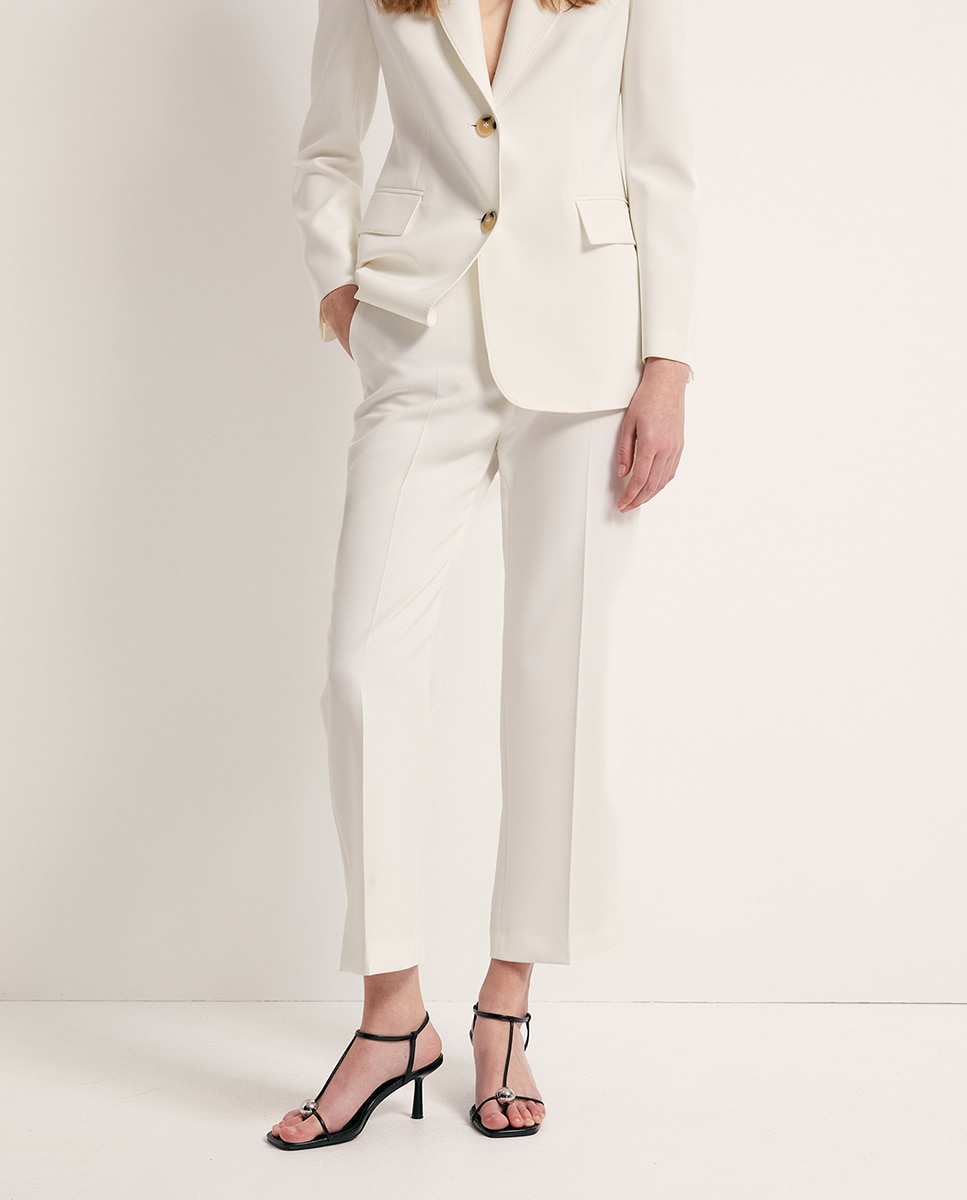 Calças pelo Tornozelo de Fato Branco-2