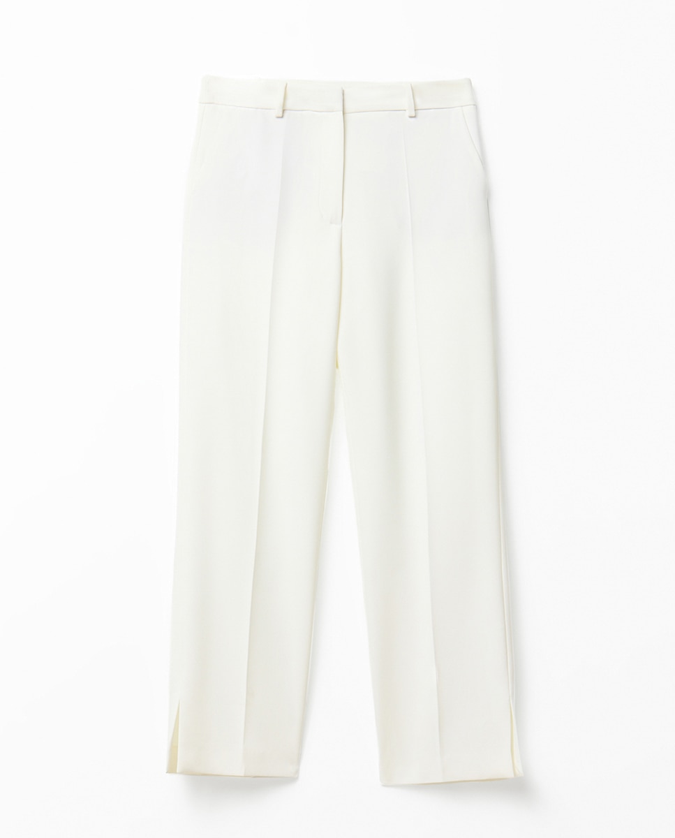 Calças pelo Tornozelo de Fato Branco-5