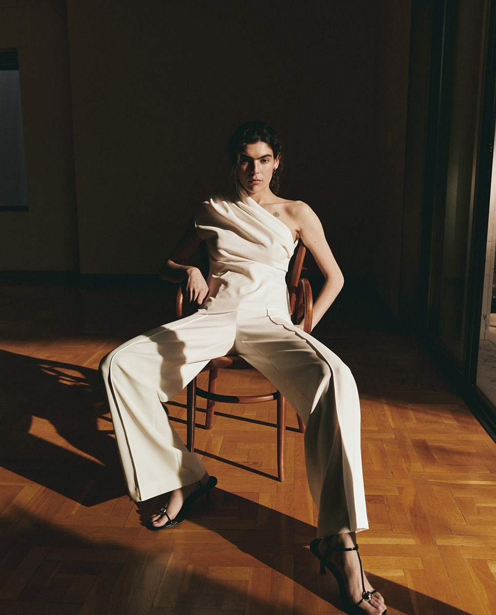 Calças de Fato Largas Branco-2