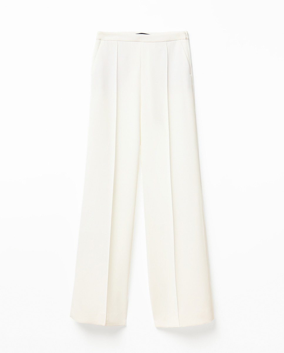 Calças de Fato Largas Branco-5