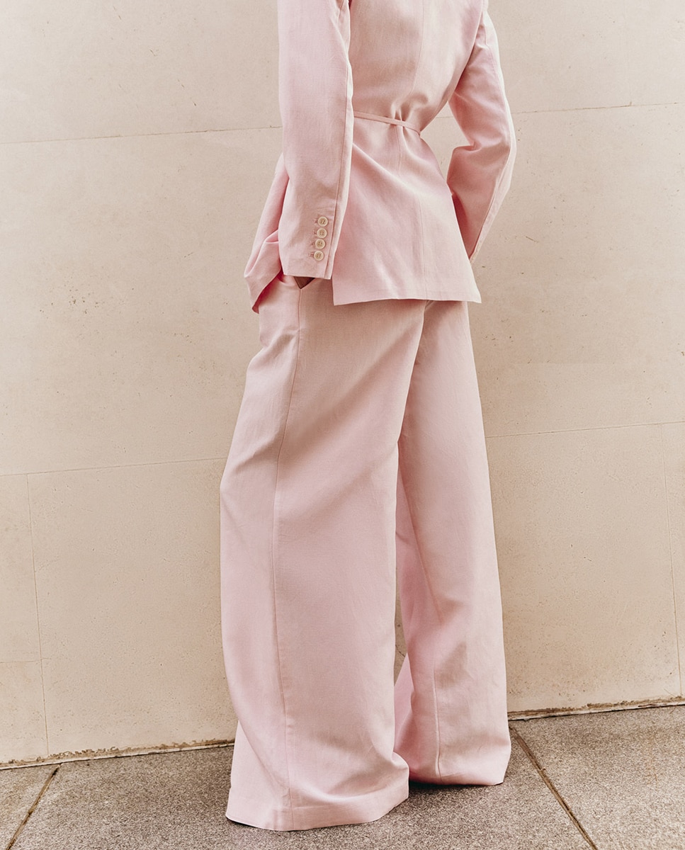 Calças de Fato Rosa-claro-3