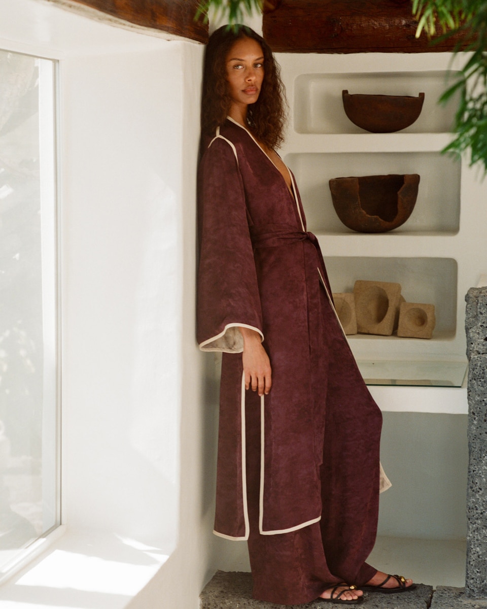 Calças com jacquard Roxo-1