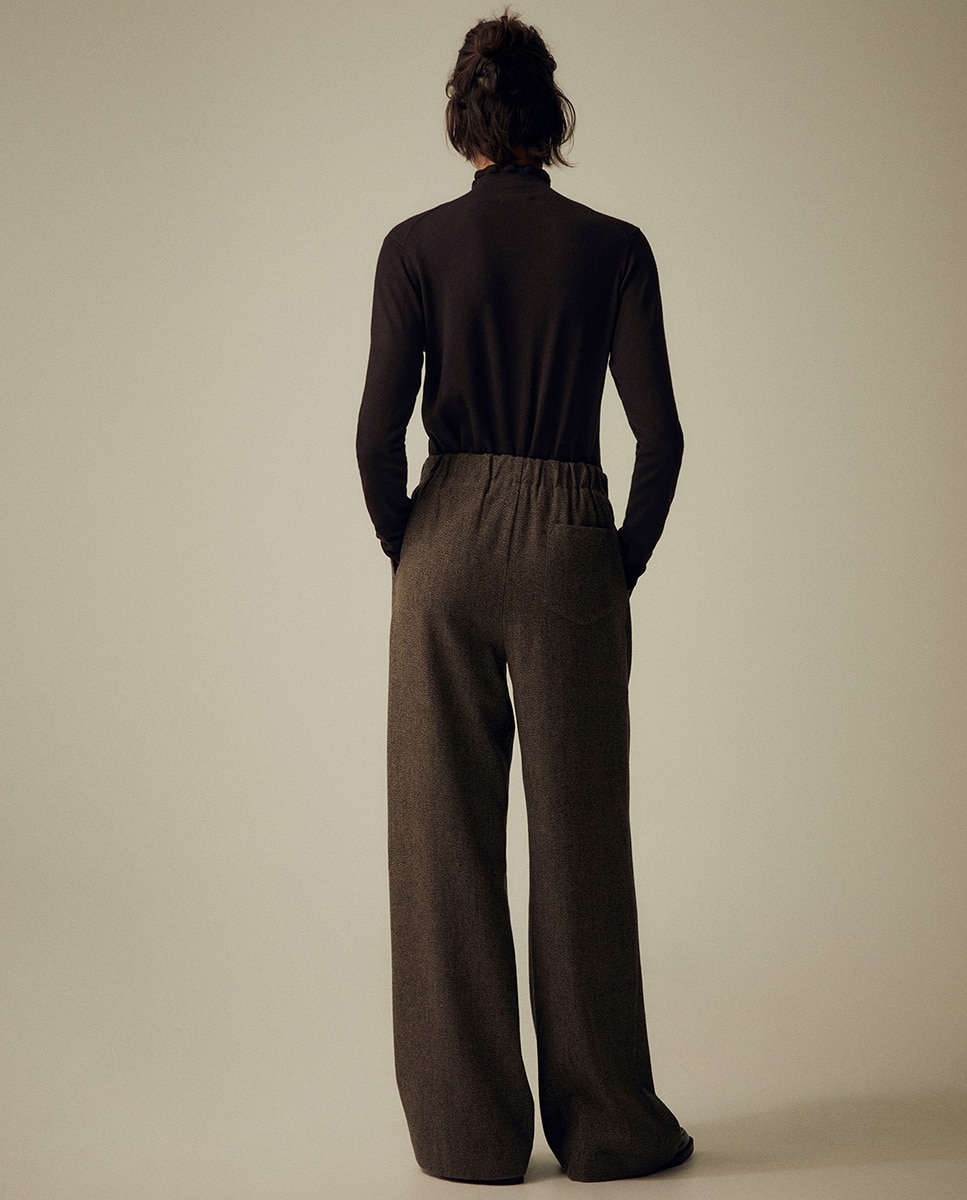 Pantalón tweed fruncido - Sfera - Marrón Marrón-3