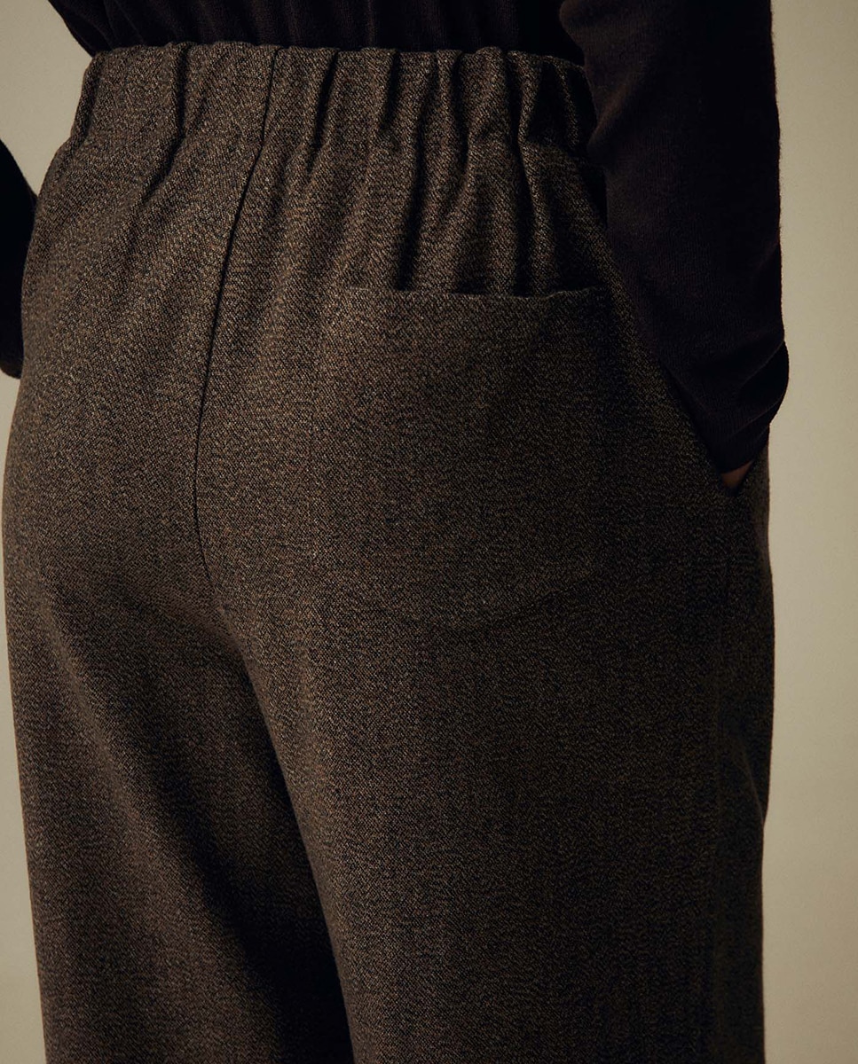 Pantalón tweed fruncido - Sfera - Marrón Marrón-4