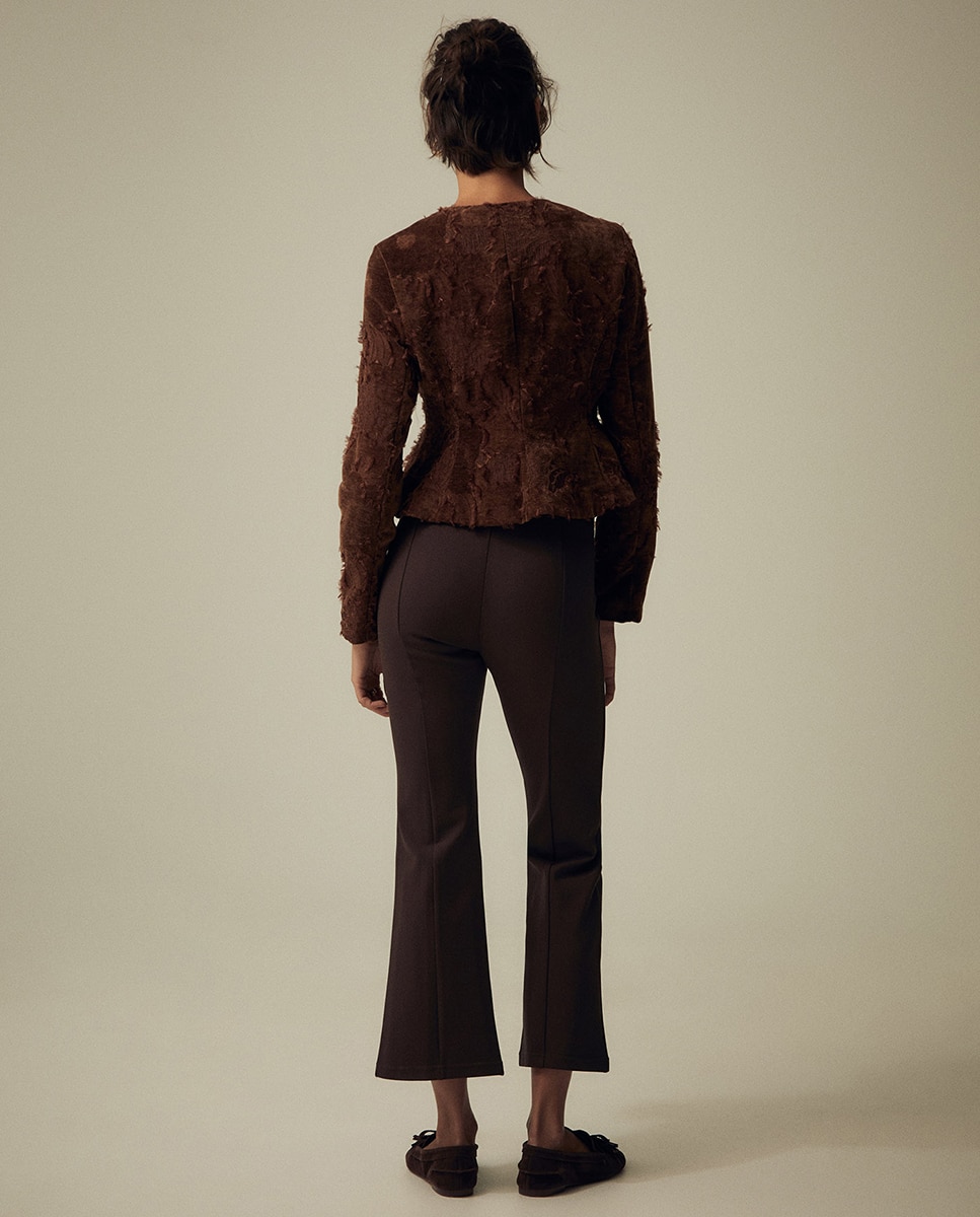 Leggings Flare com Fecho de Correr Castanho-4
