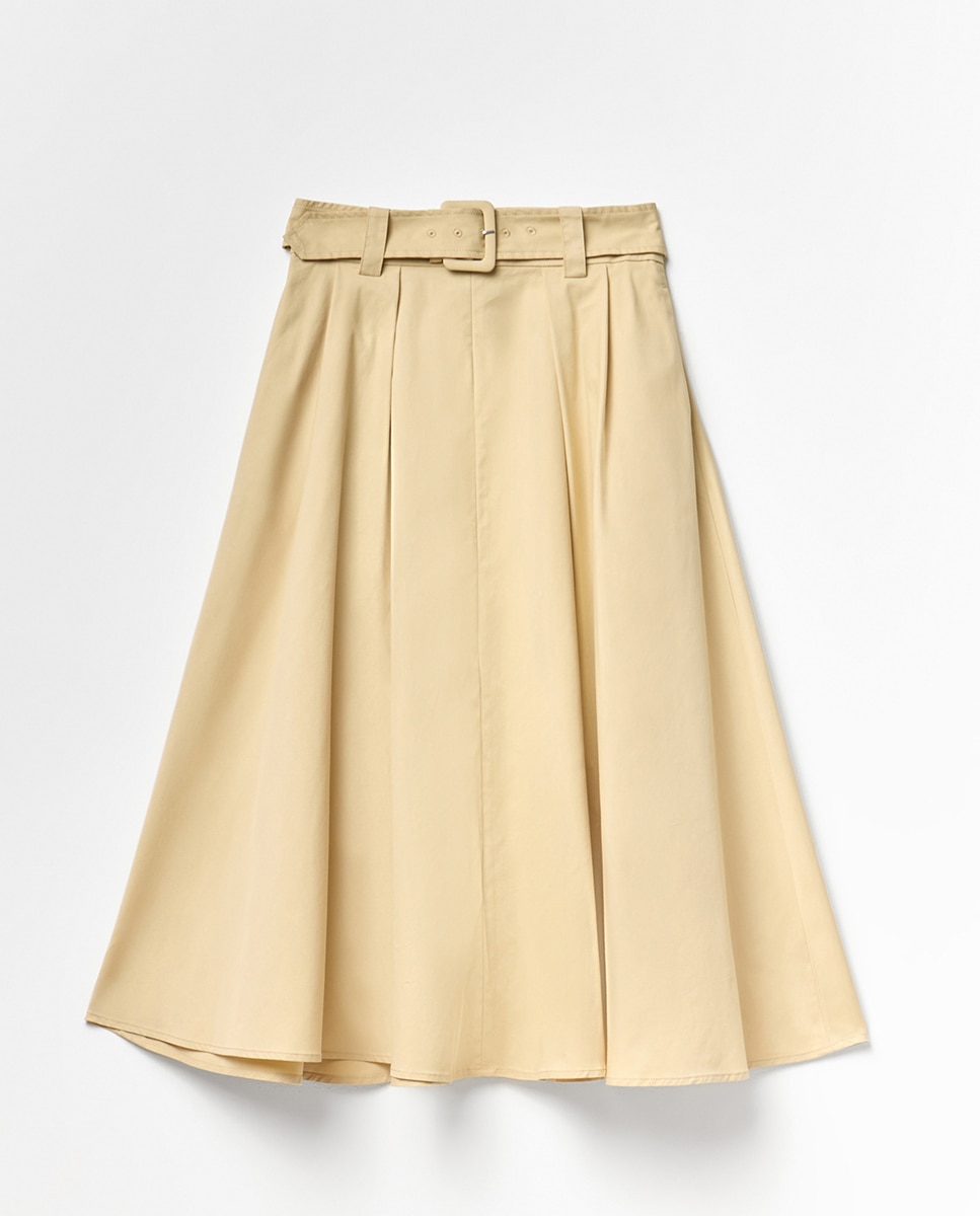 Saia Midi com Cinto Amarelo-claro-6