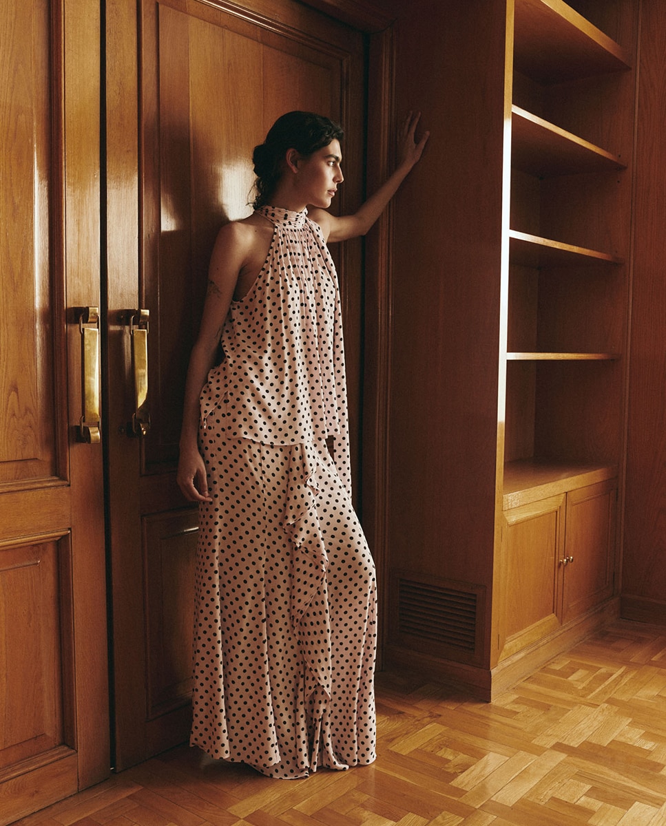 Saia com Folho às Bolinhas Branco-1