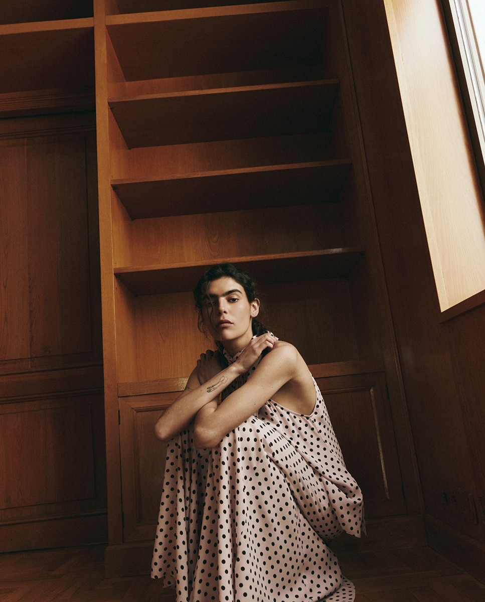 Saia com Folho às Bolinhas Branco-2