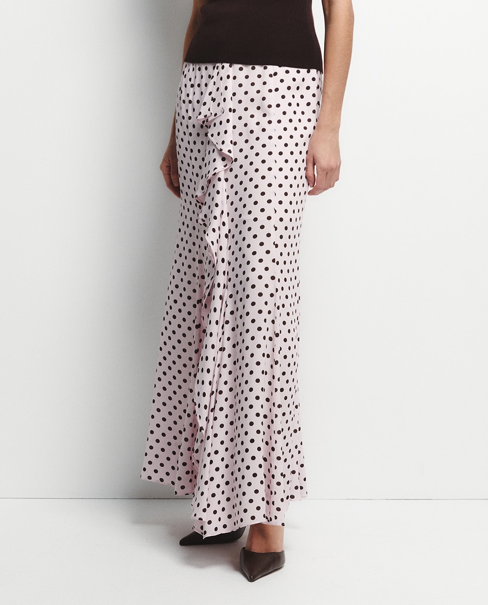 Saia com Folho às Bolinhas Branco-4