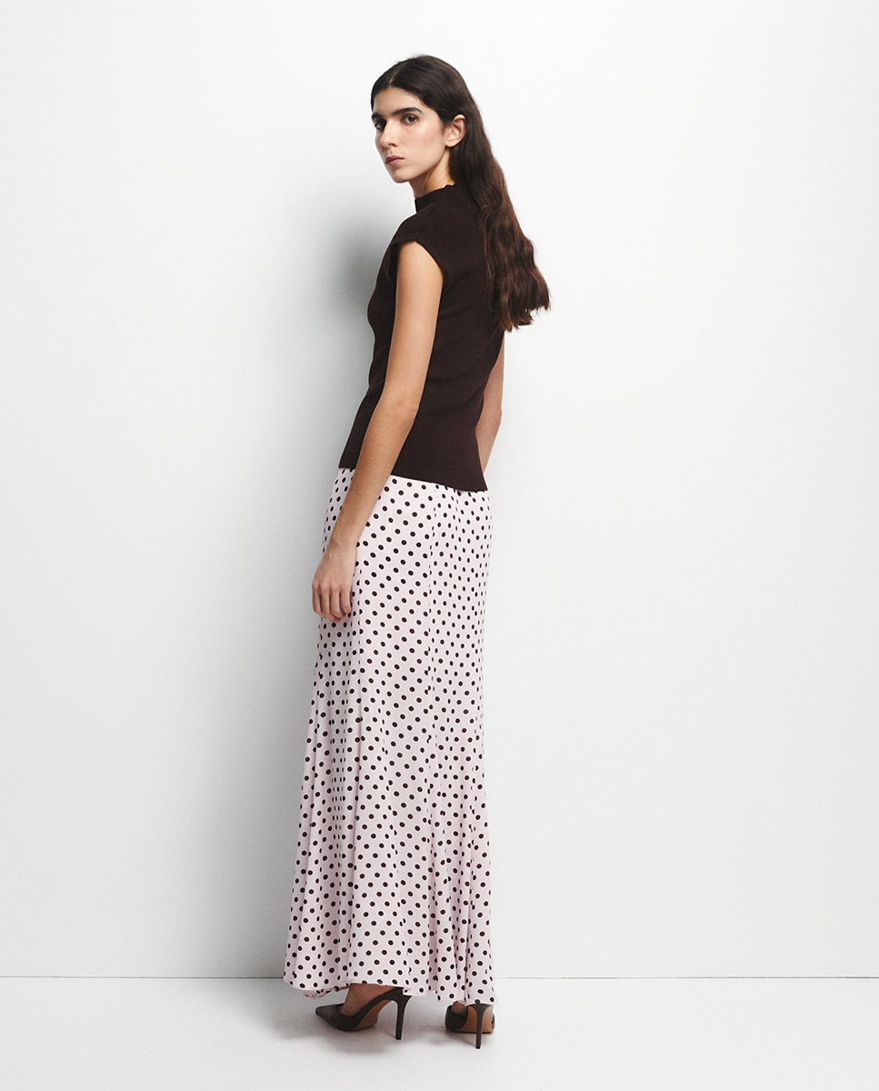 Saia com Folho às Bolinhas Branco-6