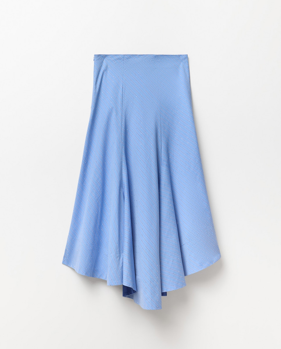 Saia às Riscas com Brilho Azul-claro-5