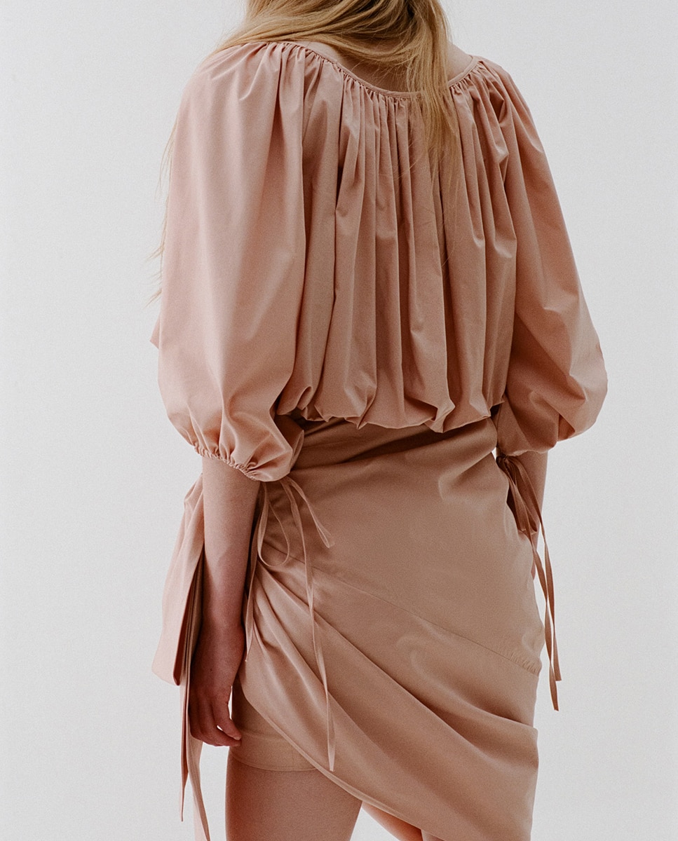 Saia Drapeada Bege-3