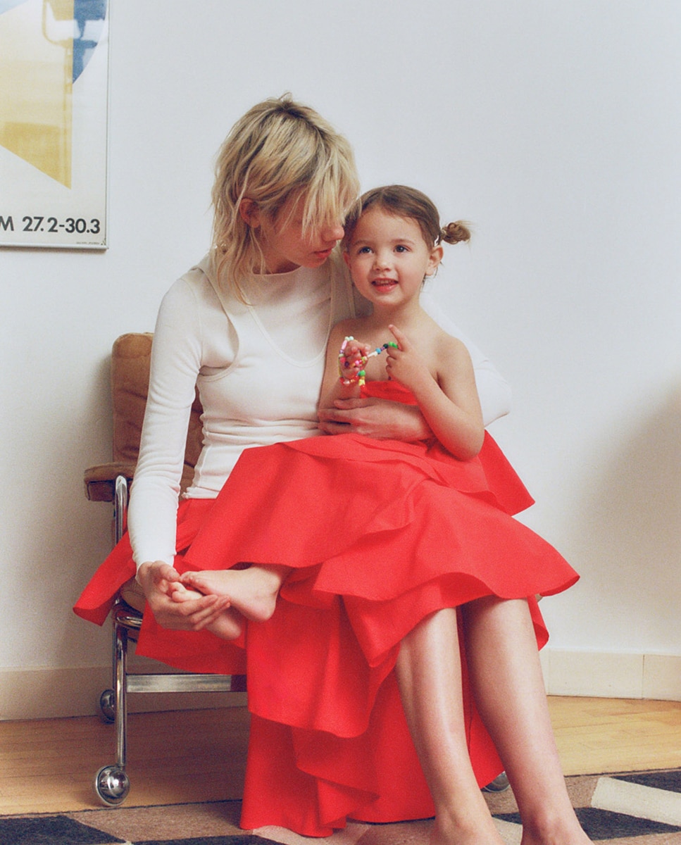 Saia com folhos Vermelho-4