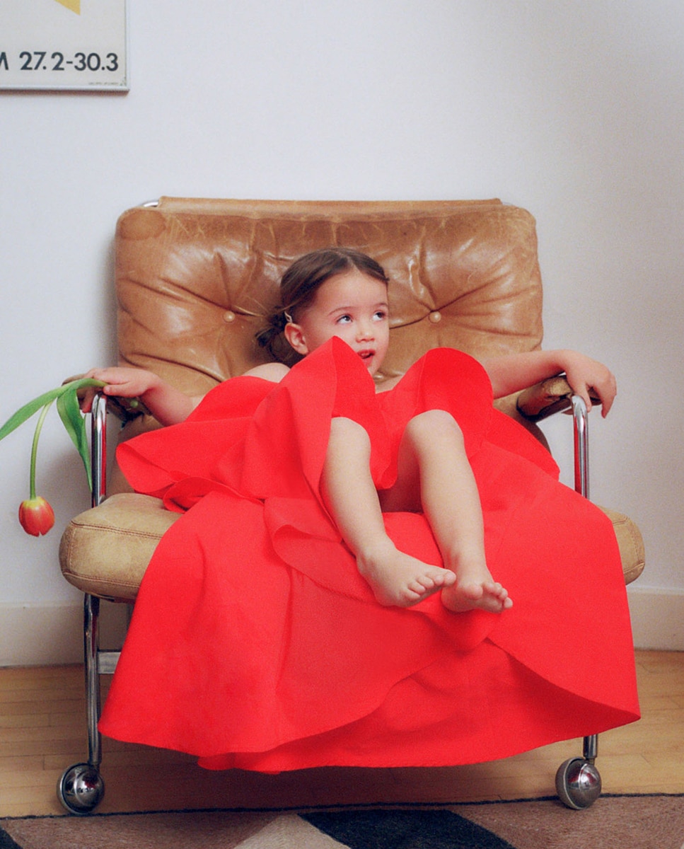 Saia com folhos Vermelho-5