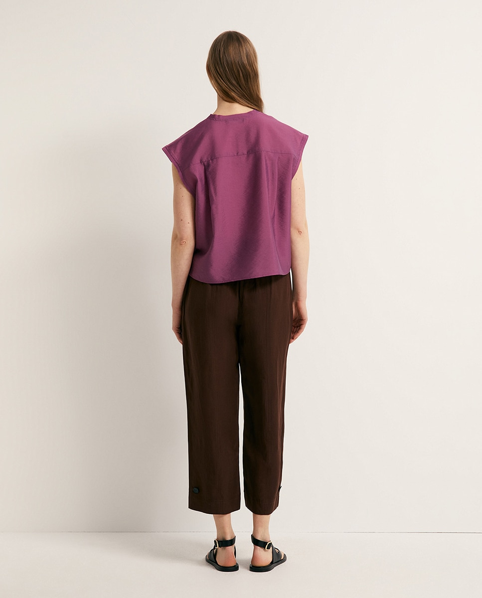 Blusa com Detalhes no Fecho Rosa-5