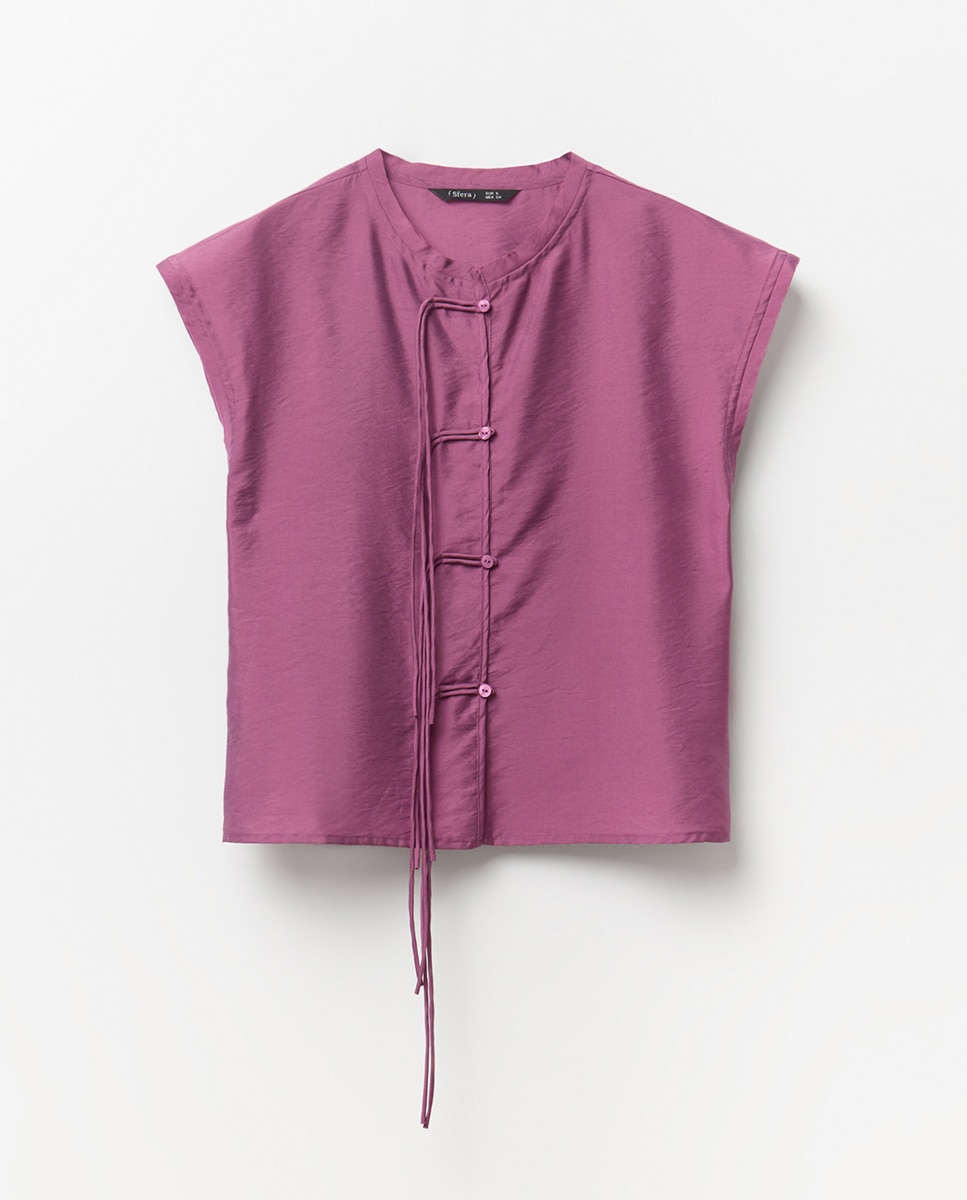 Blusa com Detalhes no Fecho Rosa-6