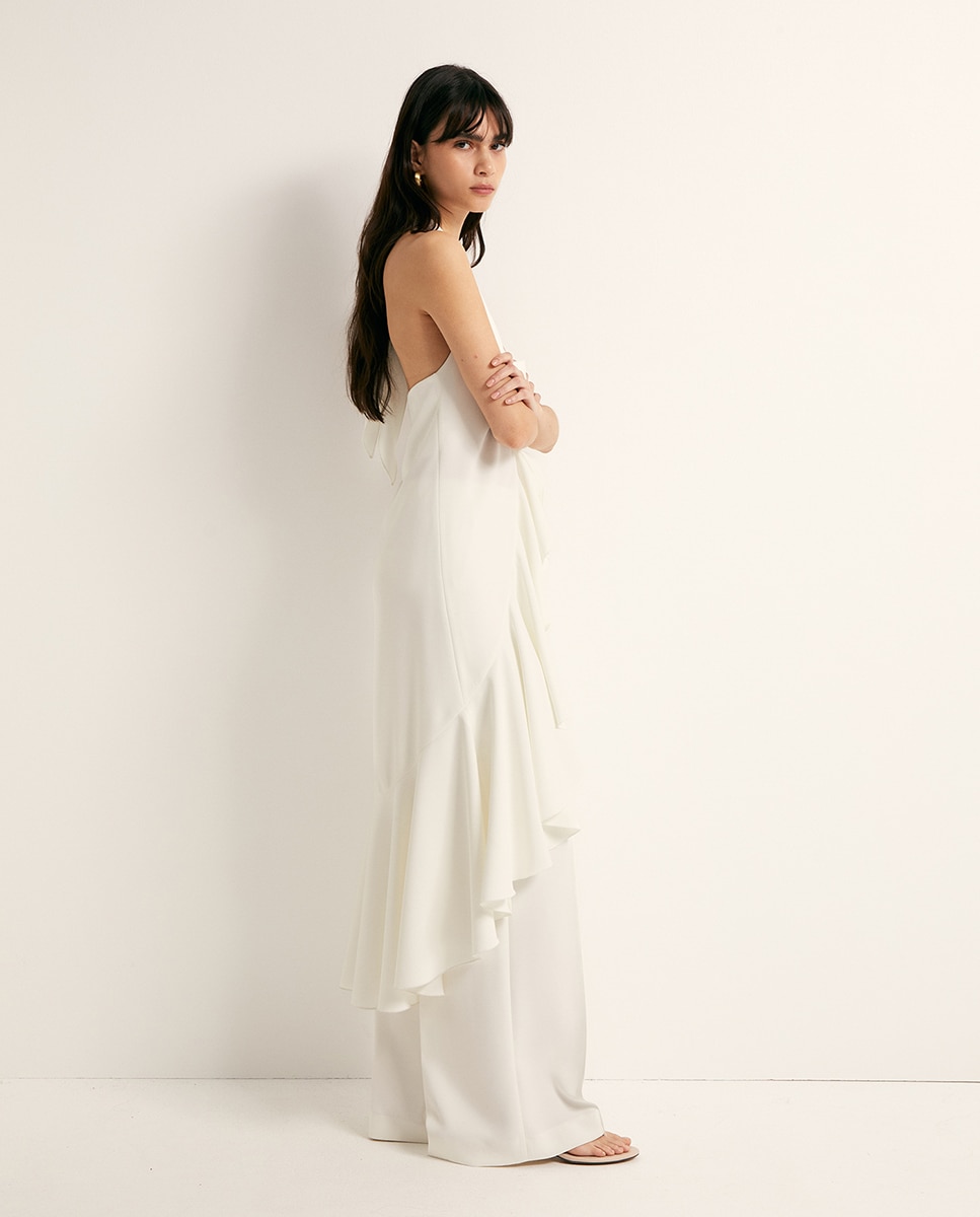 Top de Capa com Folhos Branco-4