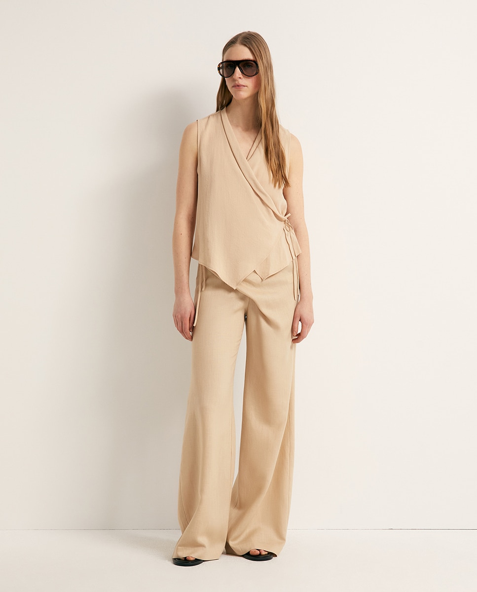 Blusa com Laço Bege-2