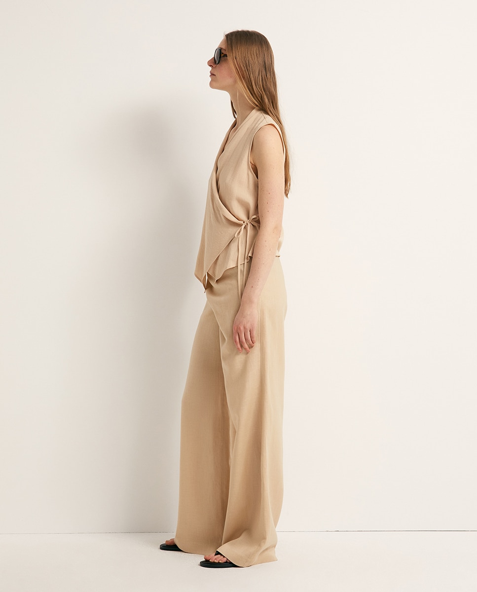 Blusa com Laço Bege-4