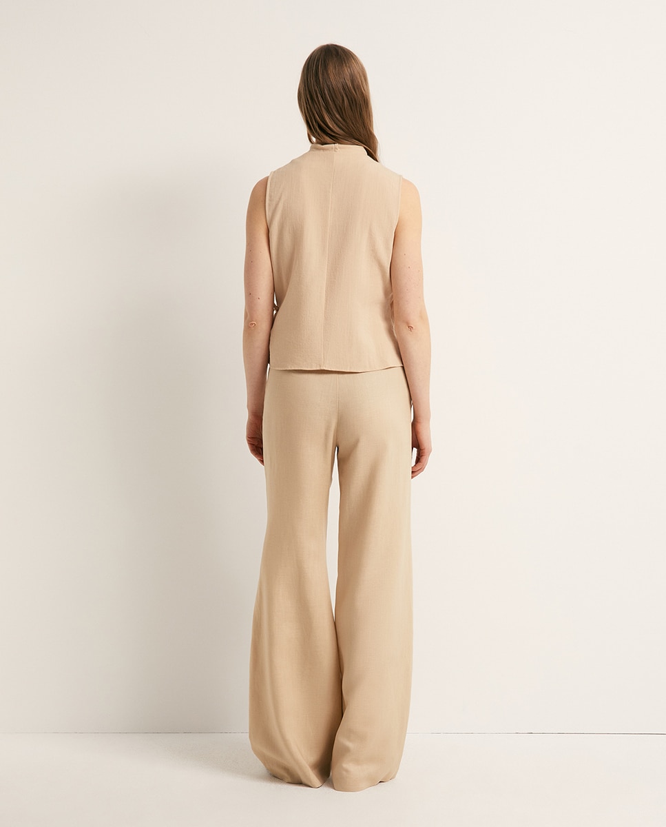 Blusa com Laço Bege-5