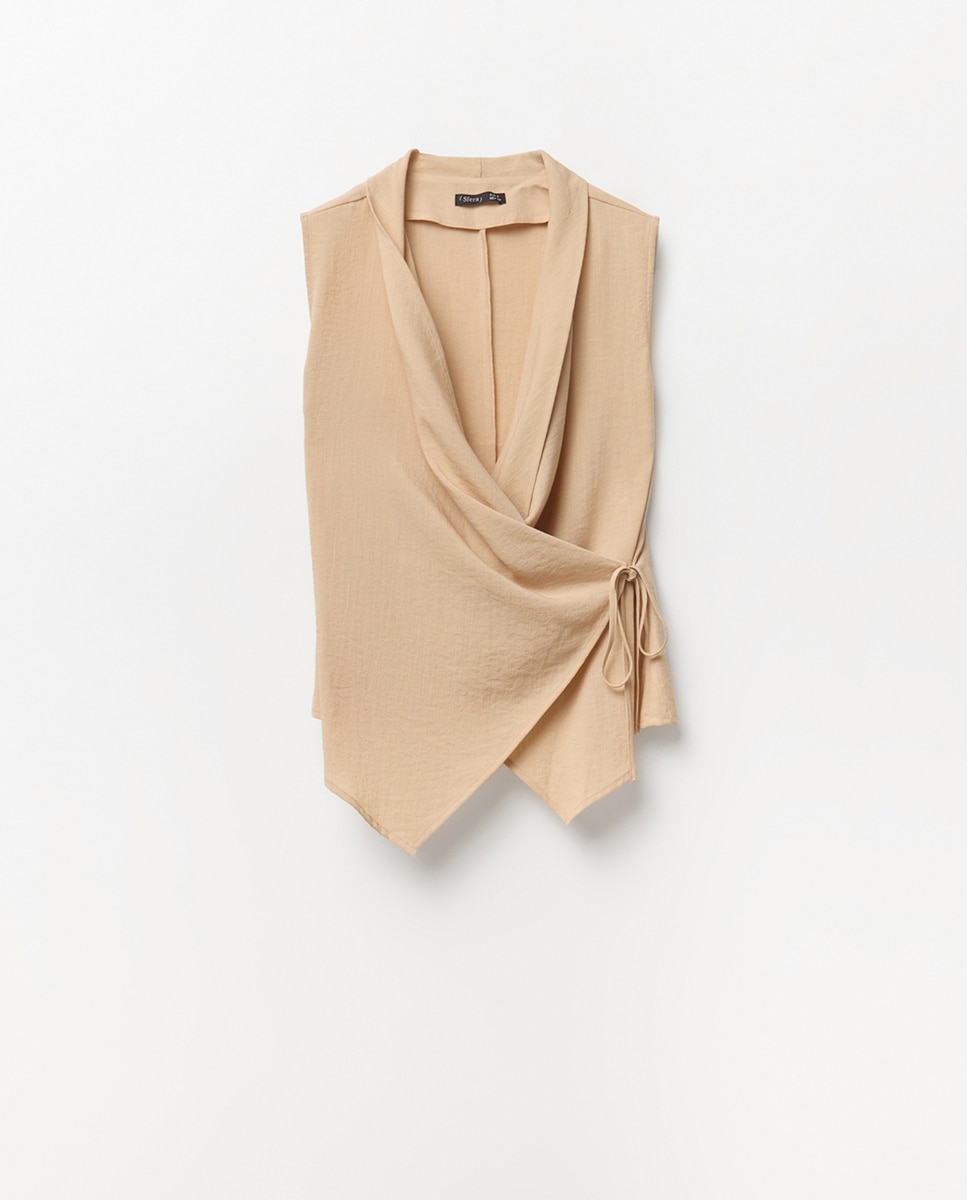 Blusa com Laço Bege-6