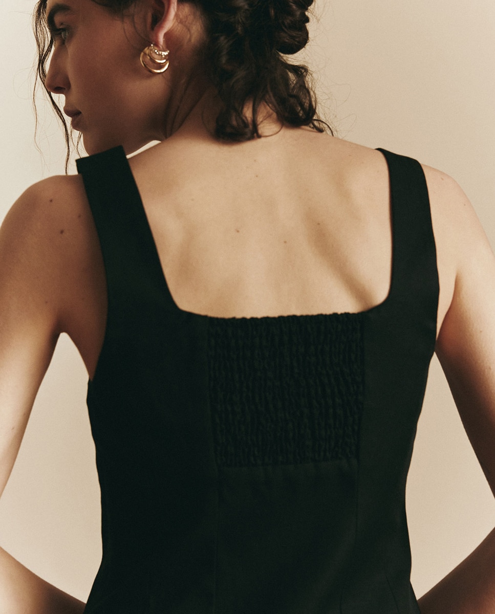 Blusa de Alças com Franzido Preto-5
