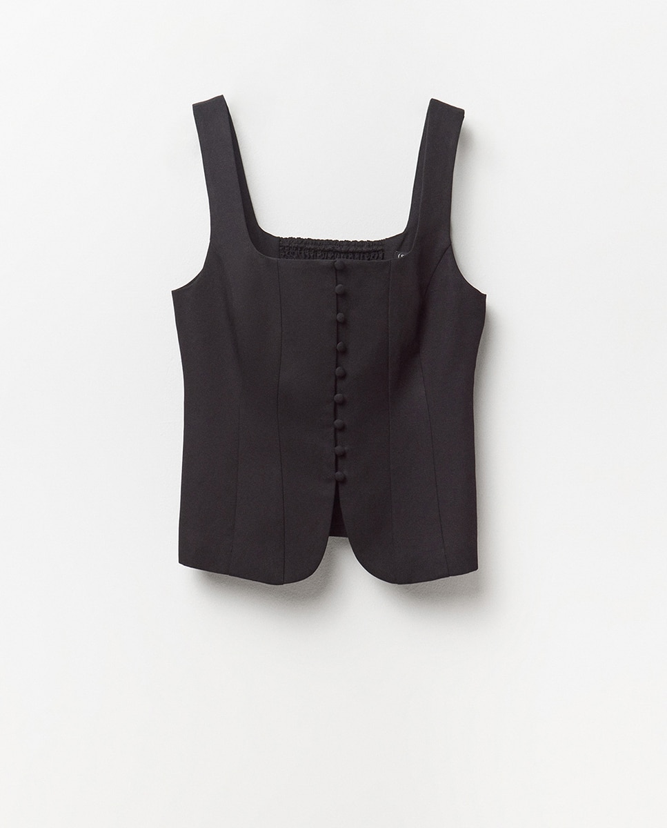 Blusa de Alças com Franzido Preto-6