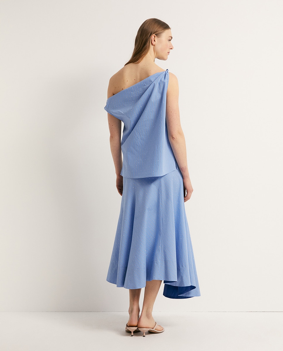 Blusa às Riscas com Brilho Azul-claro-5