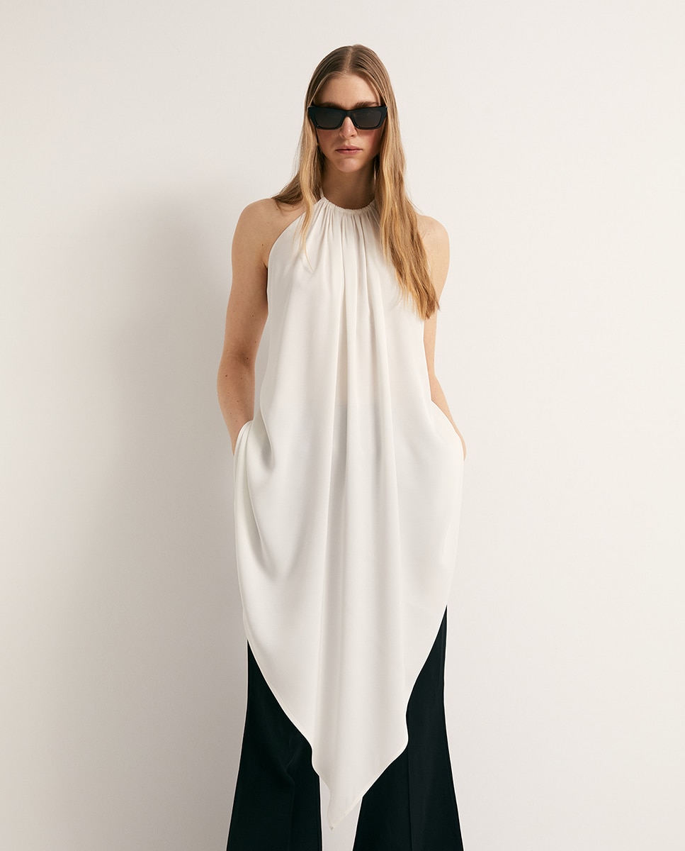 Blusa Halter Assimétrica Marfim-3