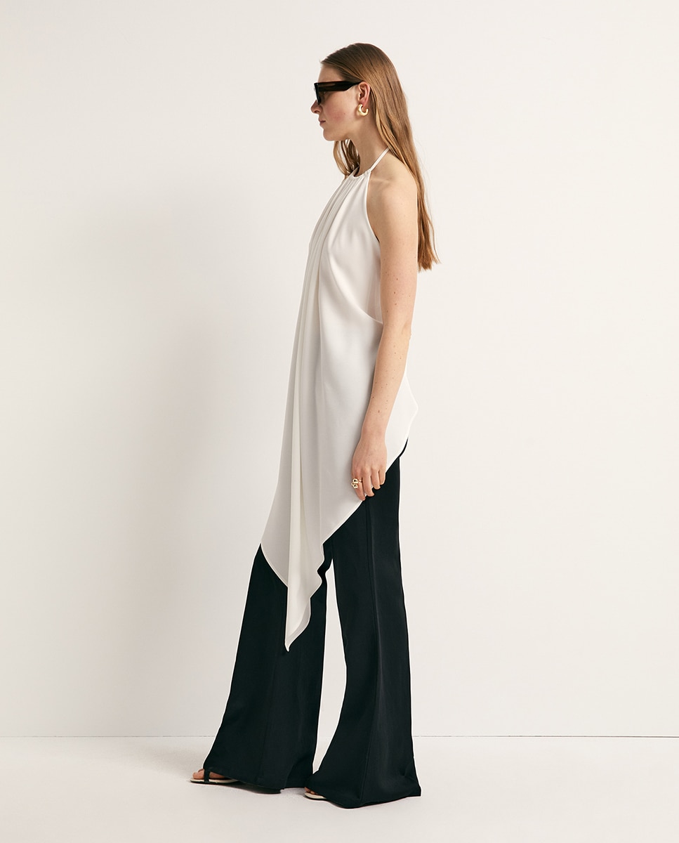 Blusa Halter Assimétrica Marfim-4