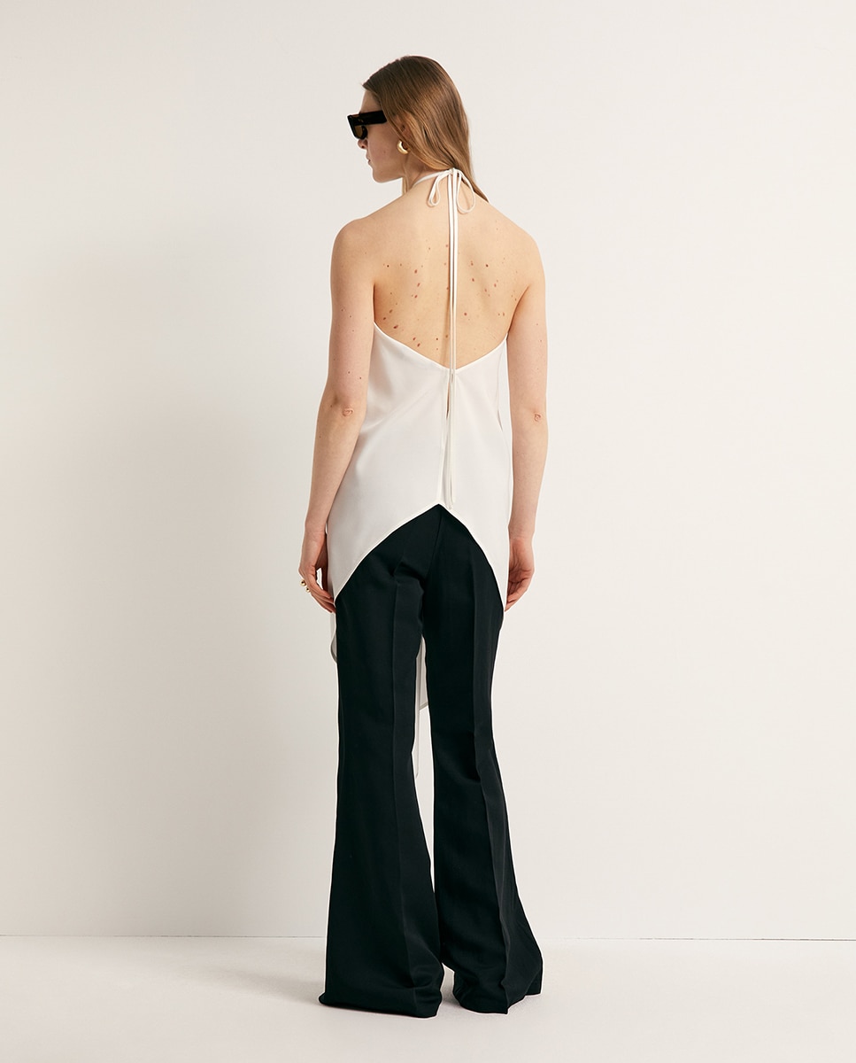 Blusa Halter Assimétrica Marfim-5