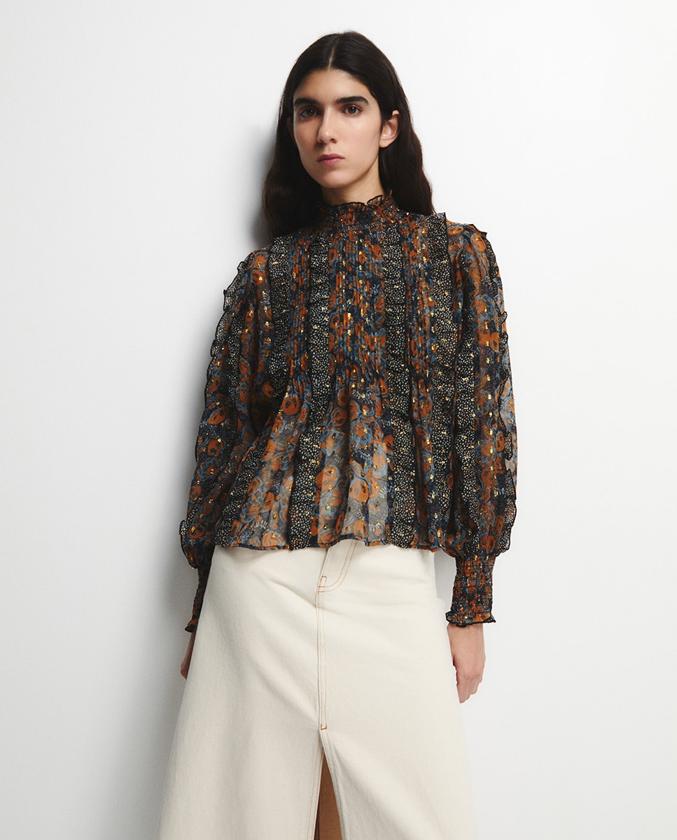 Corpo em Fio metalizado com Estampado Preto-1